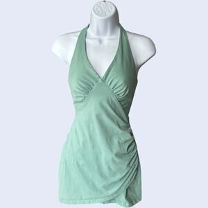 Superdown Mint Green Halter Mini Dress XS Y2K Bodycon Fitted